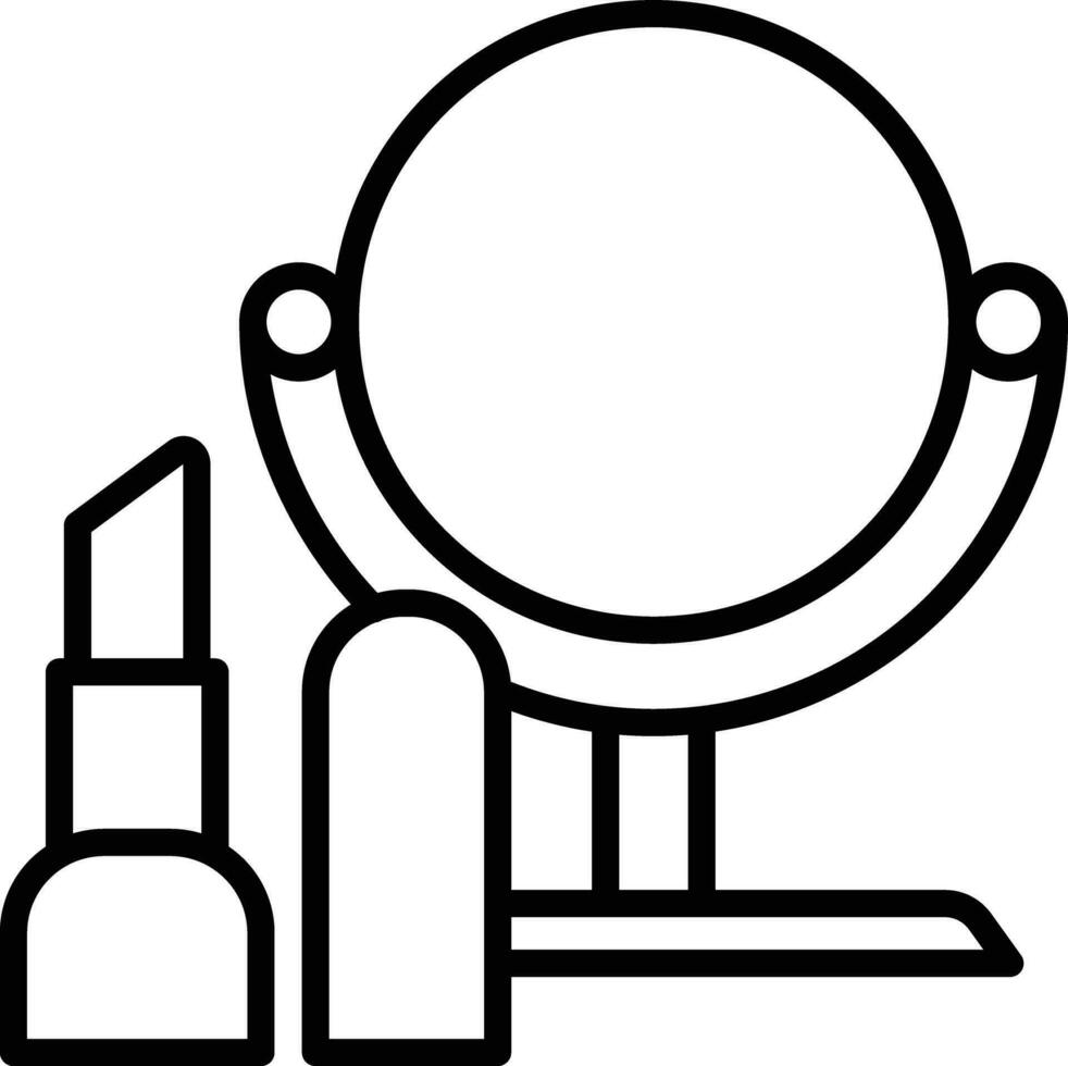 Mirror and lipstick Outline vector illustration icon