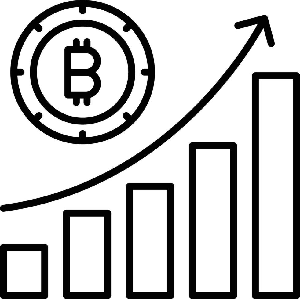 bitcoin growth report Outline vector illustration icon