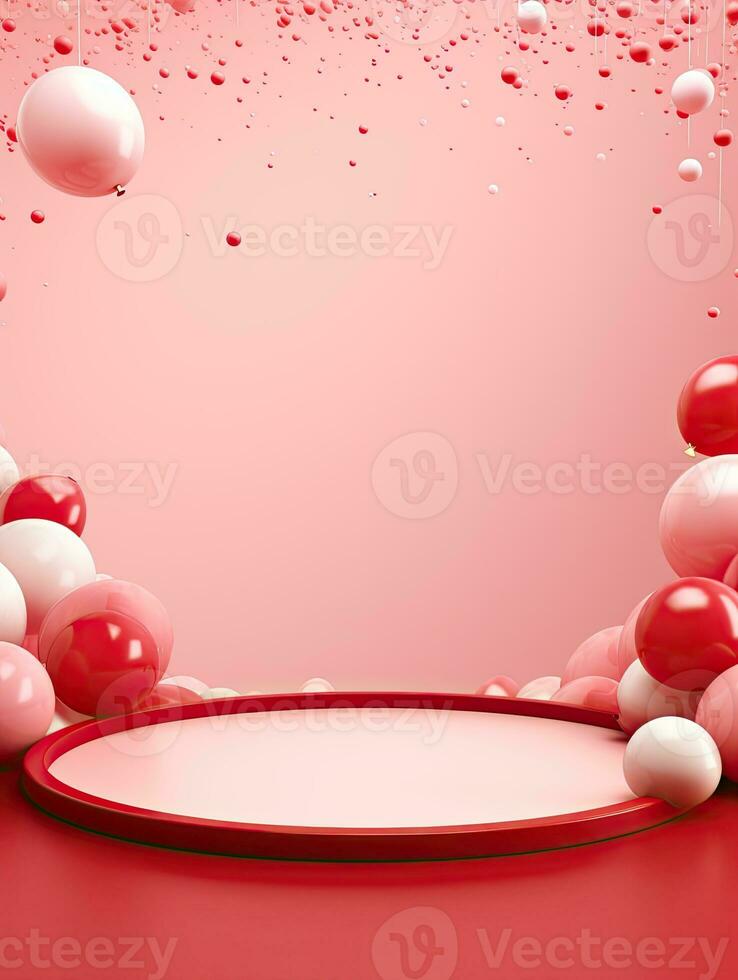 AI generated Portrait podium with red balloon AI Generative photo