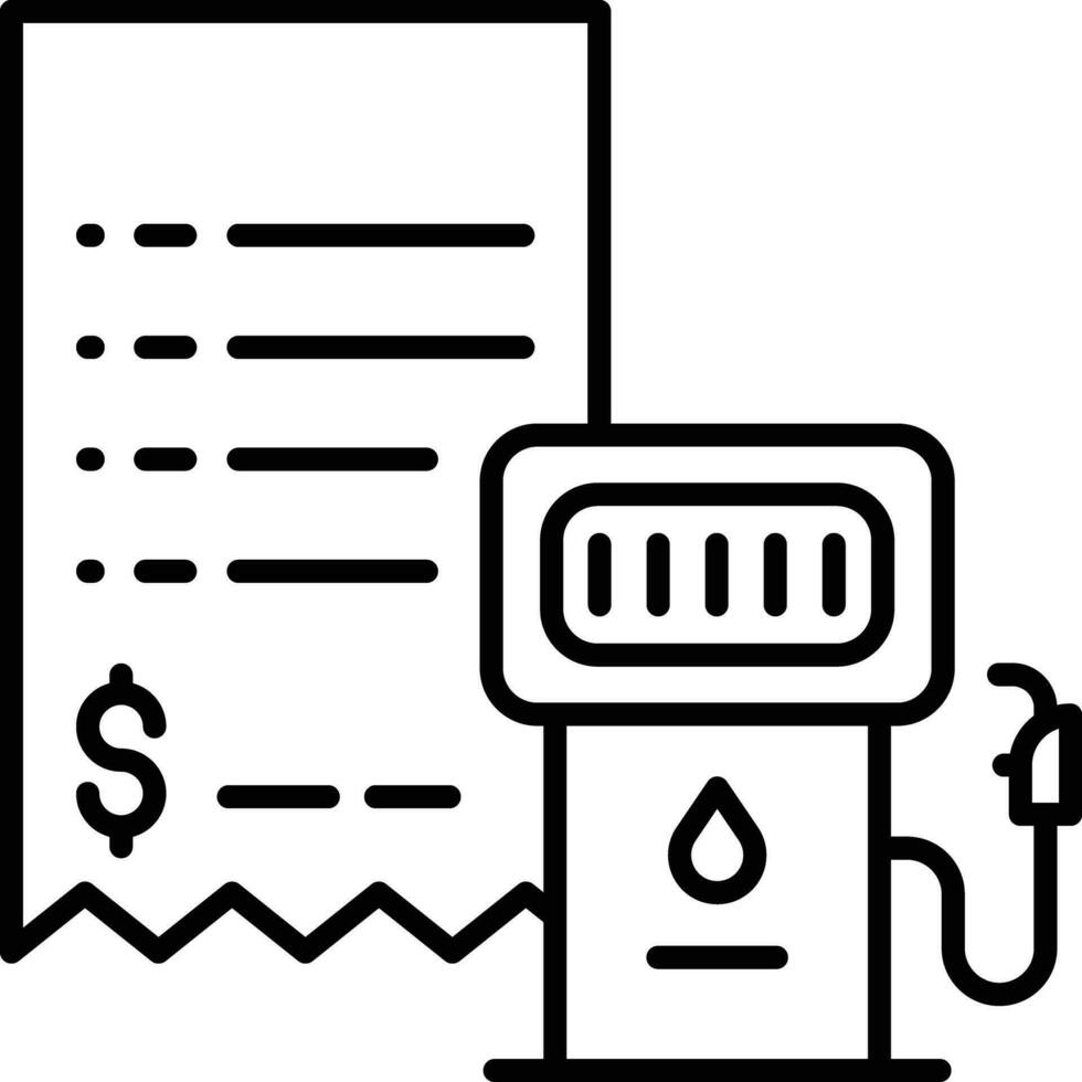 petrol bunk bill Outline vector illustration icon