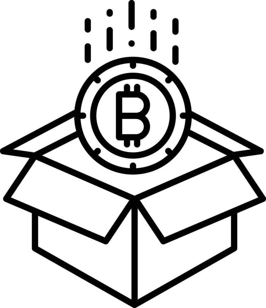 bitcoin open box Outline vector illustration icon