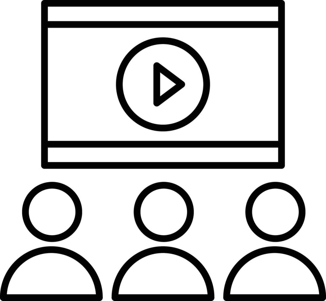 Movie audience Outline vector illustration icon