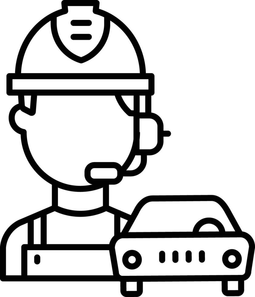 car mechanic female Outline vector illustration icon