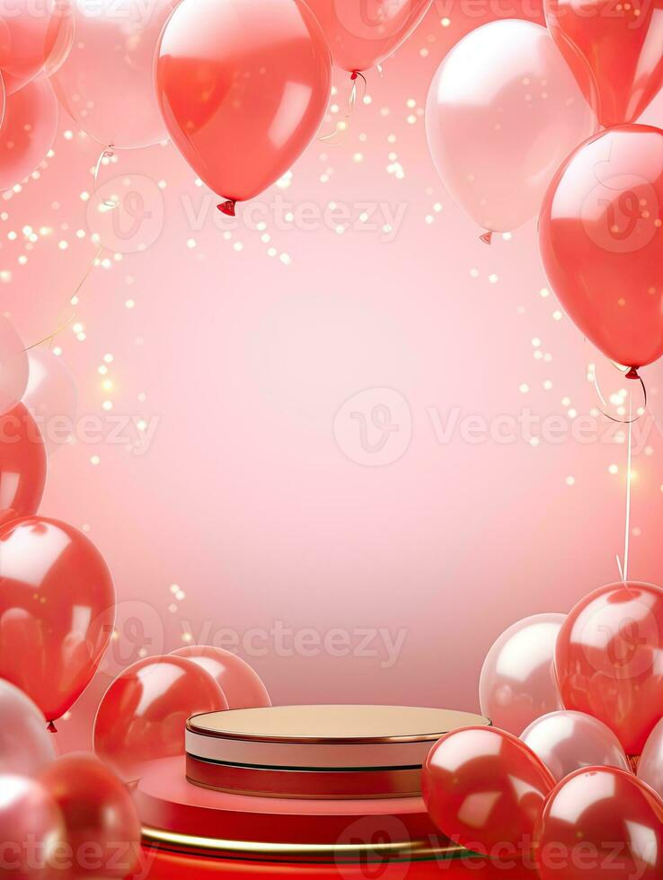 AI generated Luxury podium with balloon AI Generative photo