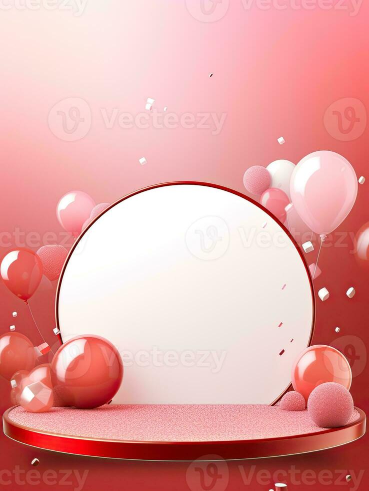 AI generated white circle rounded with balloon AI Generative photo