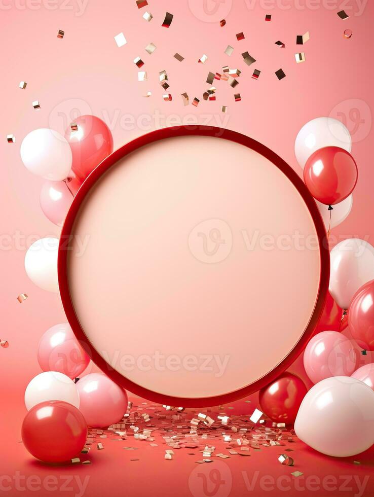 AI generated Portrait circle rounded with balloon AI Generative photo