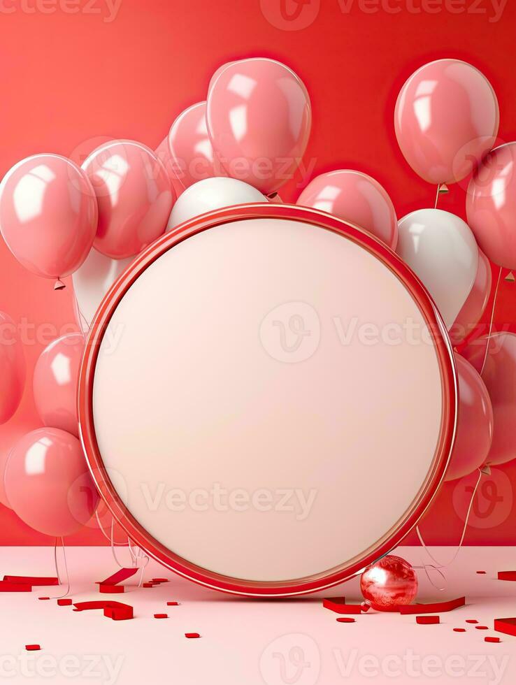 AI generated Portrait circle rounded with balloon AI Generative photo