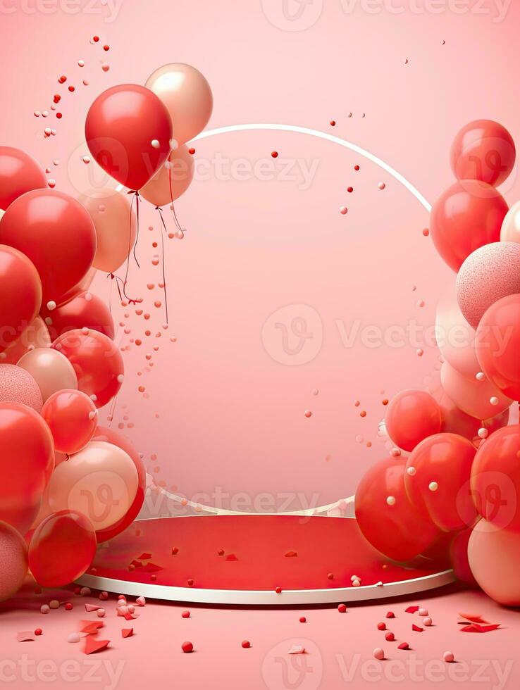 AI generated Portrait circle rounded with balloon AI Generative photo