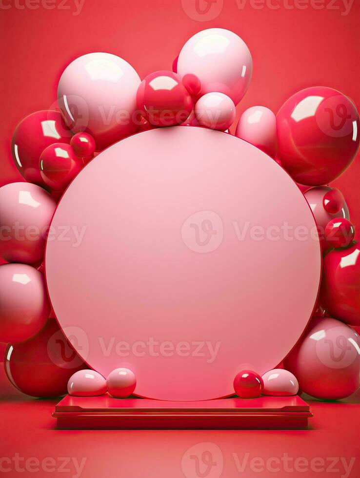 AI generated Portrait circle rounded with balloon AI Generative photo