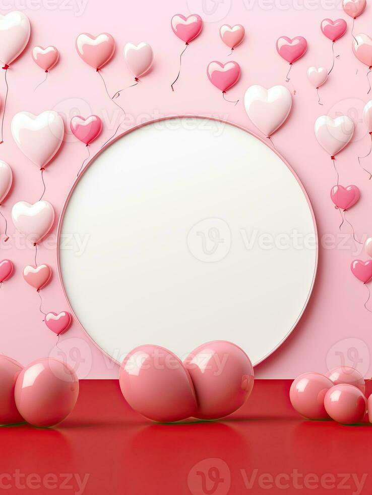 AI generated Portrait circle rounded with balloon AI Generative photo