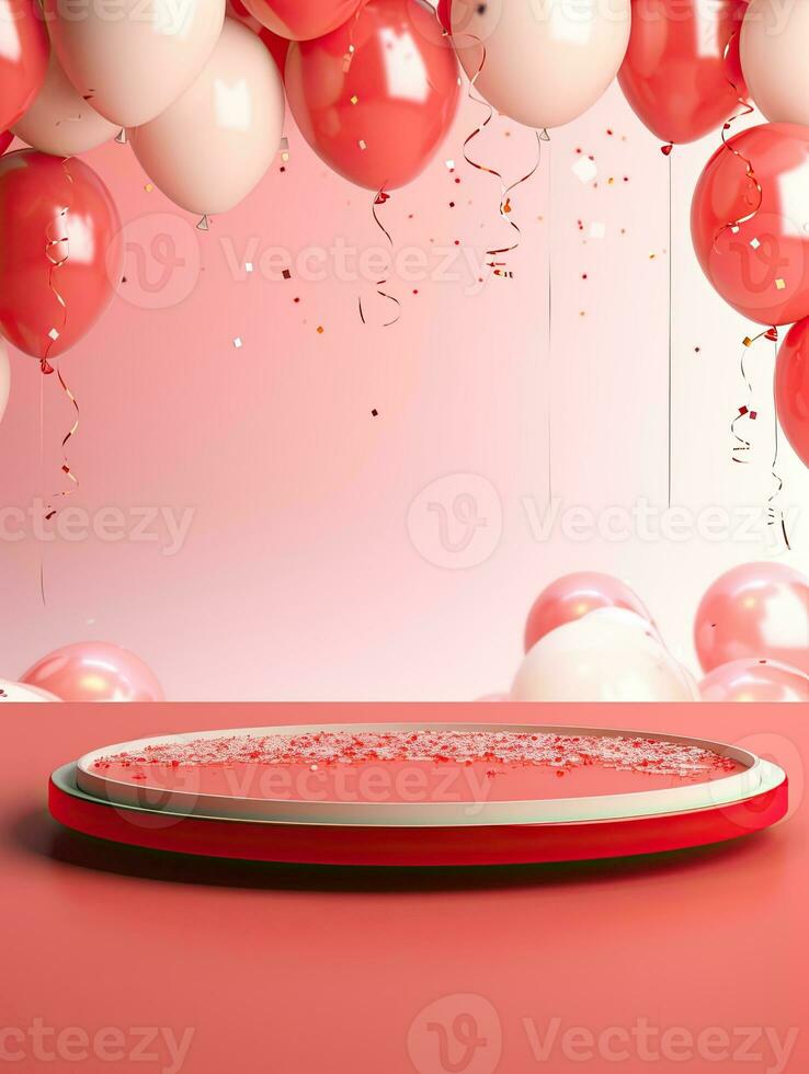 AI generated Portrait podium with balloon AI Generative photo