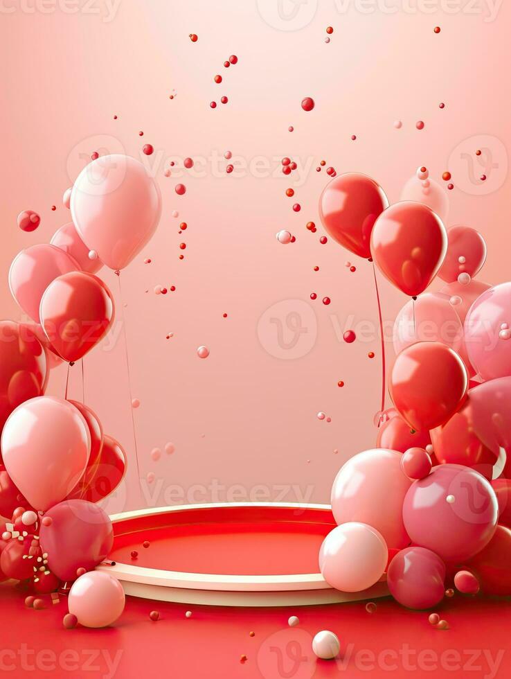 AI generated Portrait podium with balloon AI Generative photo