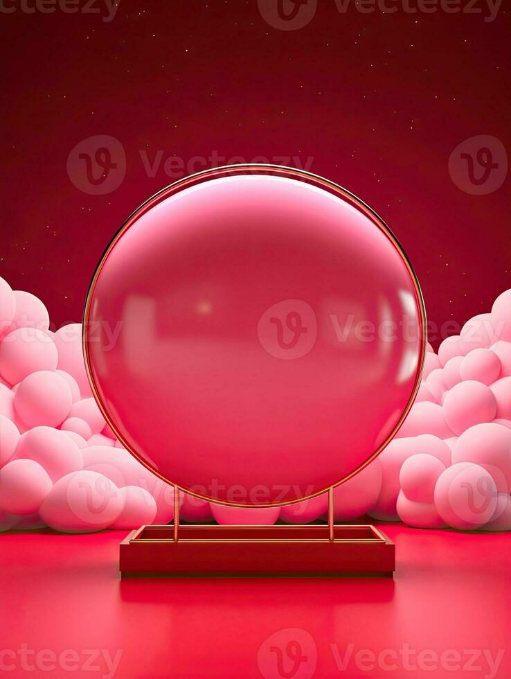 AI generated Pink circle rounded with balloon AI Generative photo