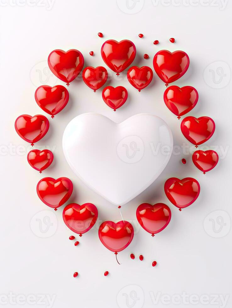 AI generated Portrait white heart shape with red balloon AI Generative photo