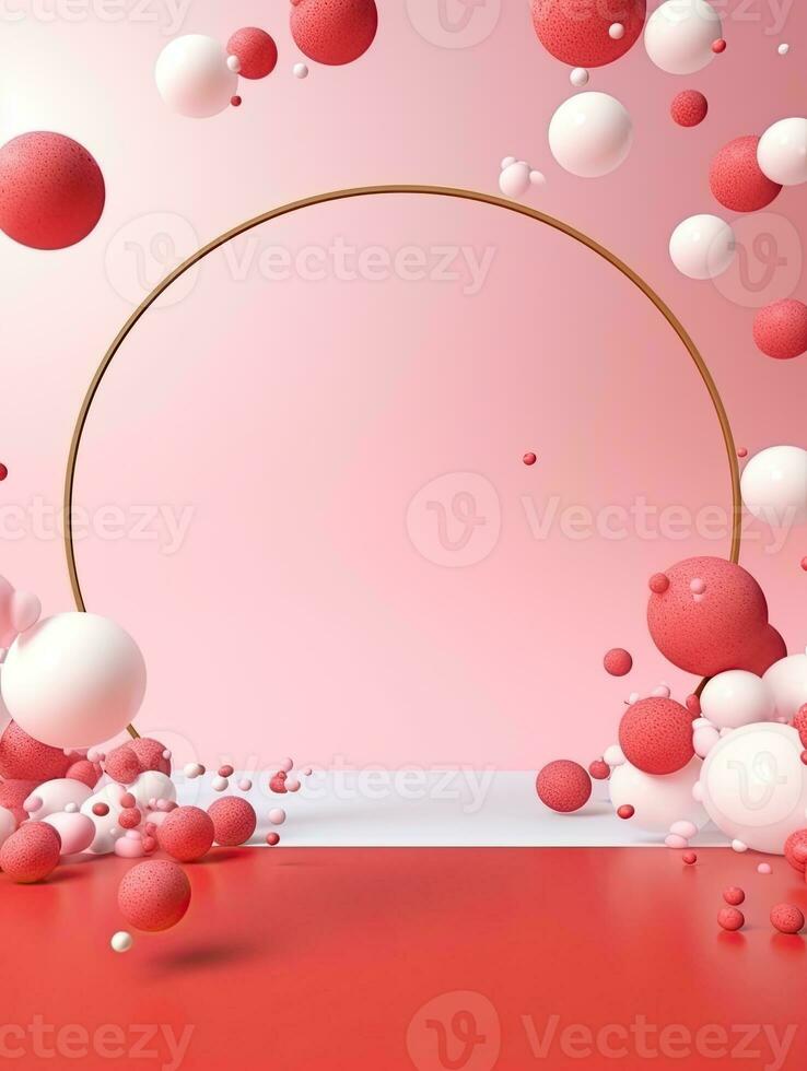 AI generated Gold circle light with balloon AI Generative photo