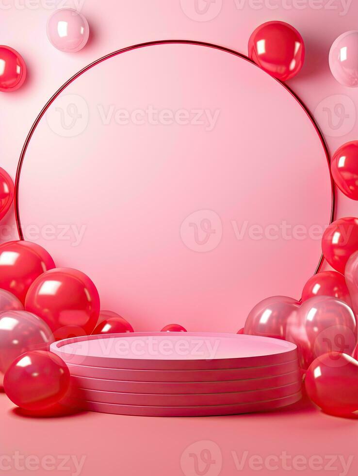 AI generated Portrait circle rounded with balloon AI Generative photo