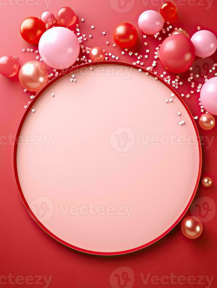 AI generated Portrait circle rounded with balloon AI Generative photo