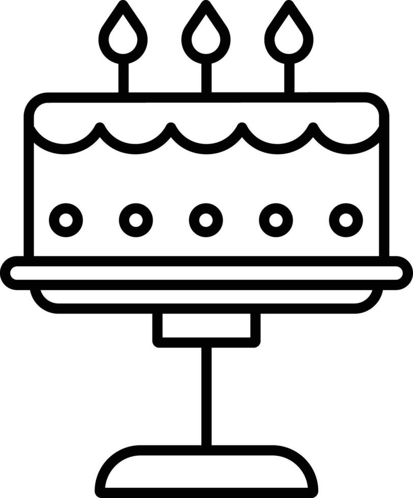 cumpleaños pastel contorno vector ilustración icono