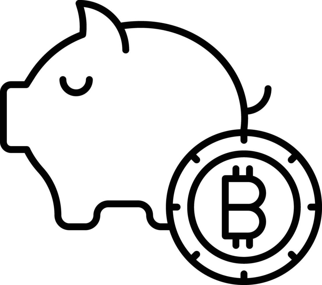piggy bank bitcoin Outline vector illustration icon