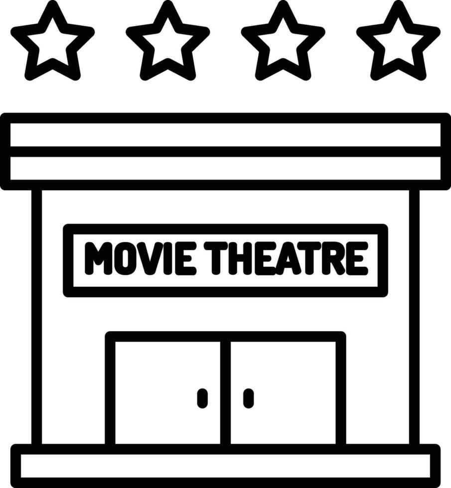 cinema theatre building Outline vector illustration icon