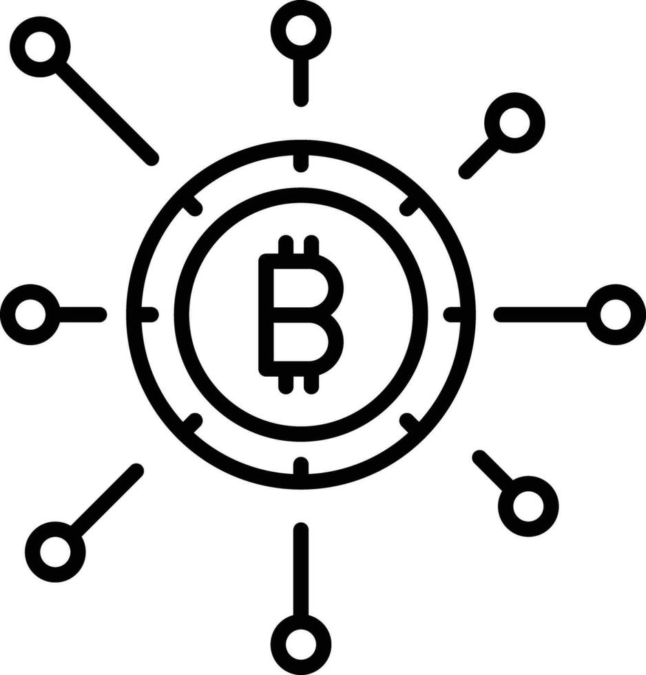 bitcoin red contorno vector ilustración icono