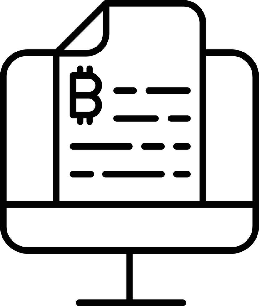 bitcoin file computer Outline vector illustration icon