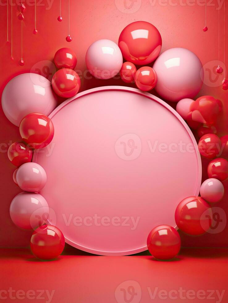 AI generated Pink circle rounded with balloon AI Generative photo