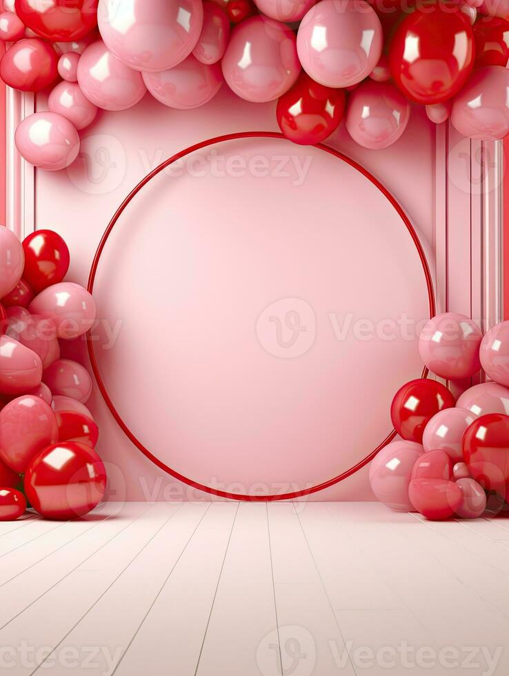 AI generated Red circle rounded with balloon AI Generative photo