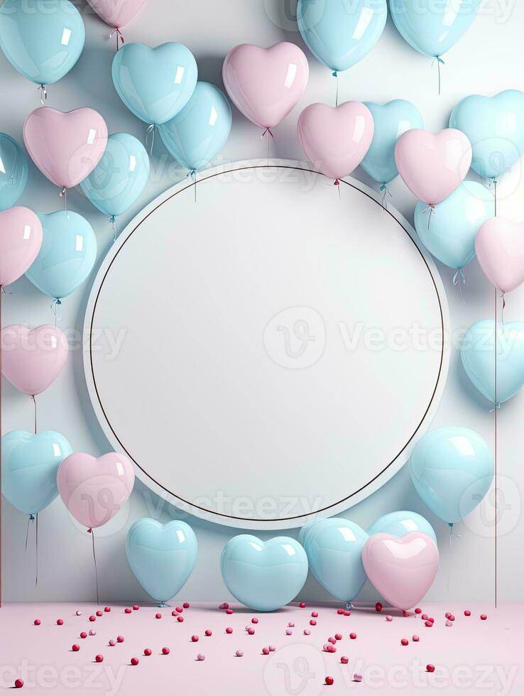 AI generated White circle rounded with pink blue background AI Generative photo