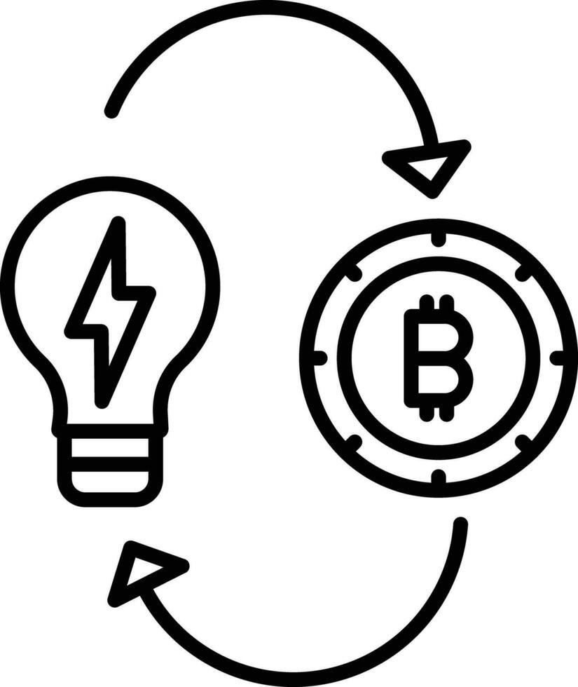 Idea bitcoin Outline vector illustration icon