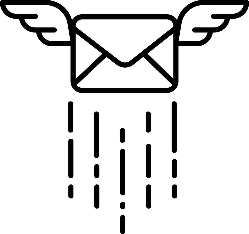 mail wings Outline vector illustration icon