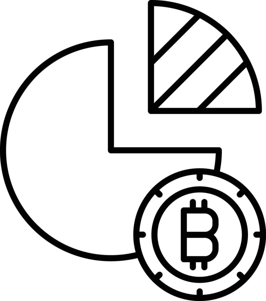 bitcoin tarta gráfico contorno vector ilustración icono