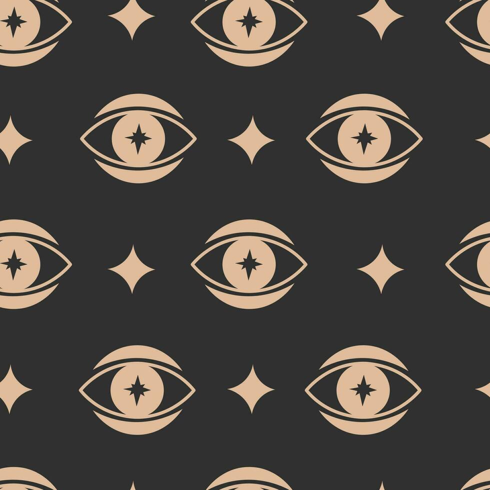 Mystical seamless pattern with eye and star vector