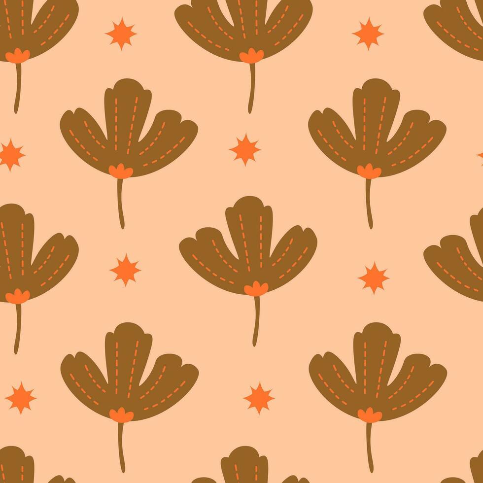 Celestial seamless pattern with magical plants vector