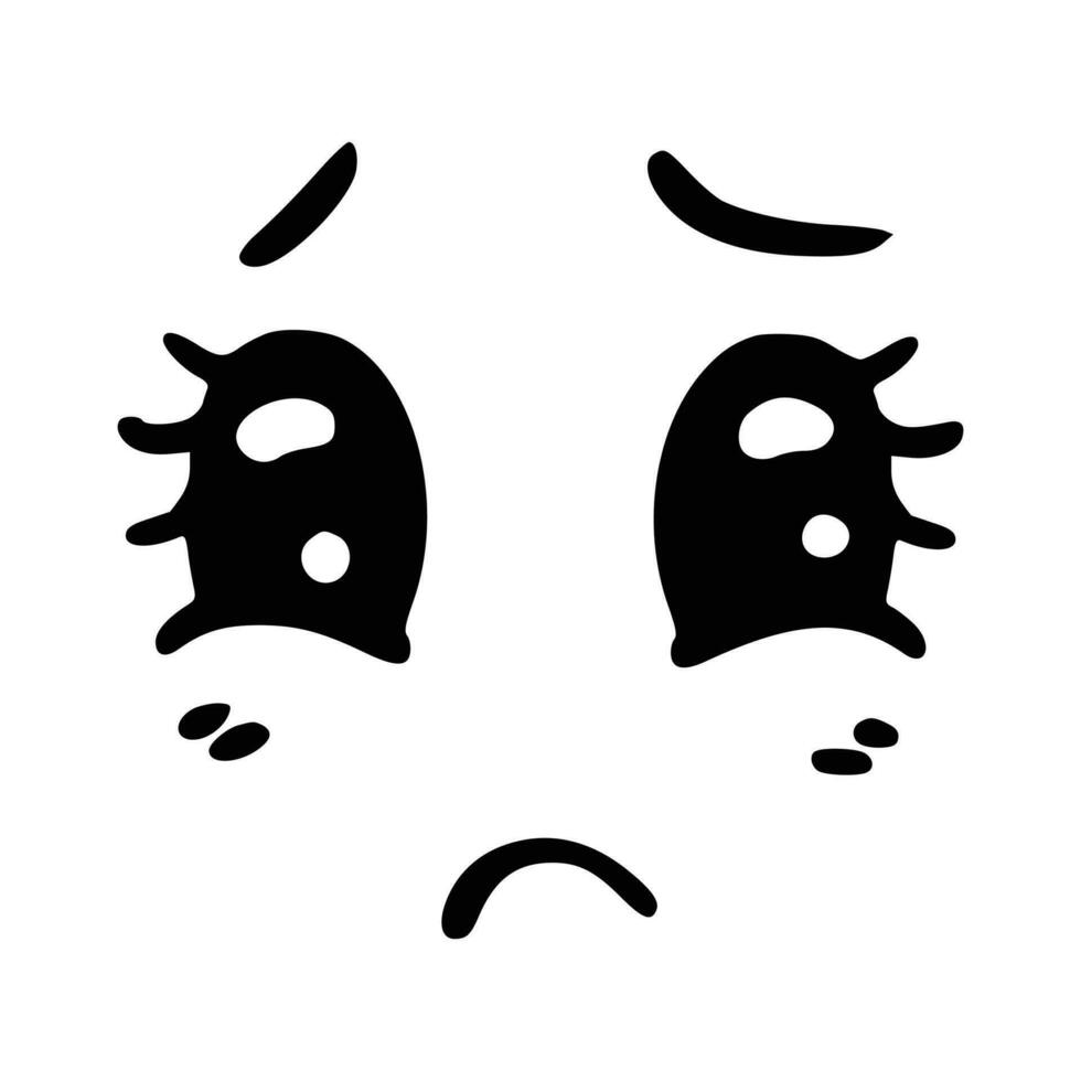 Kawaii's cute face. Manga-style eyes and mouth. Funny cartoon Japanese emoticon in different expressions, mega Big Set. Expression anime character and emoticon face illustration. Background. Print. vector