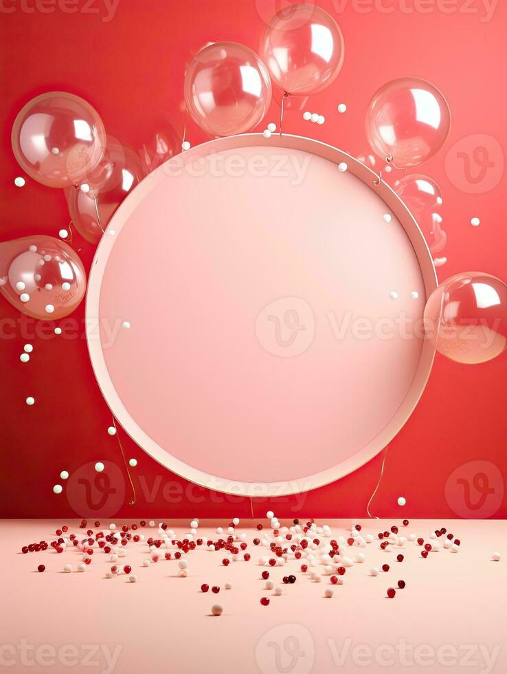 AI generated Portrait circle rounded with balloon AI Generative photo