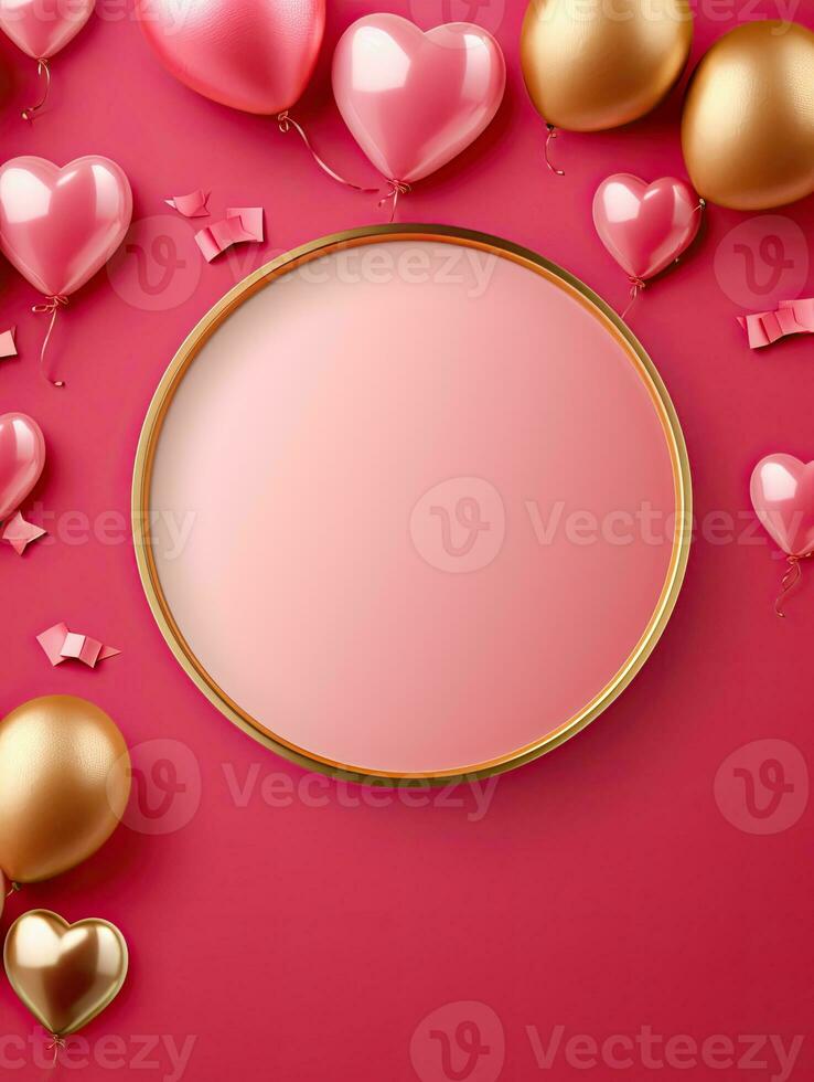 AI generated Gold circle rounded with balloon AI Generative photo