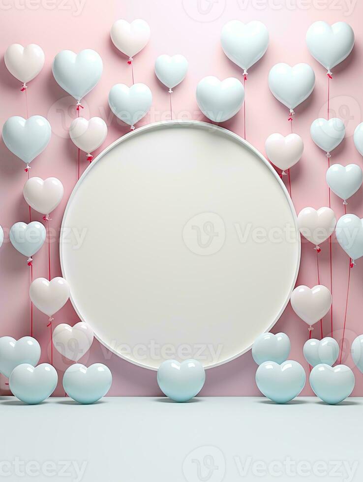 AI generated Portrait circle rounded with balloon AI Generative photo