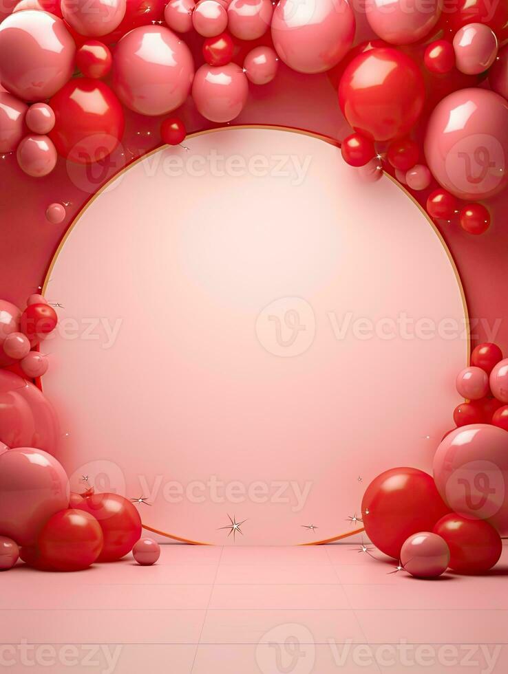AI generated Portrait circle rounded with balloon AI Generative photo