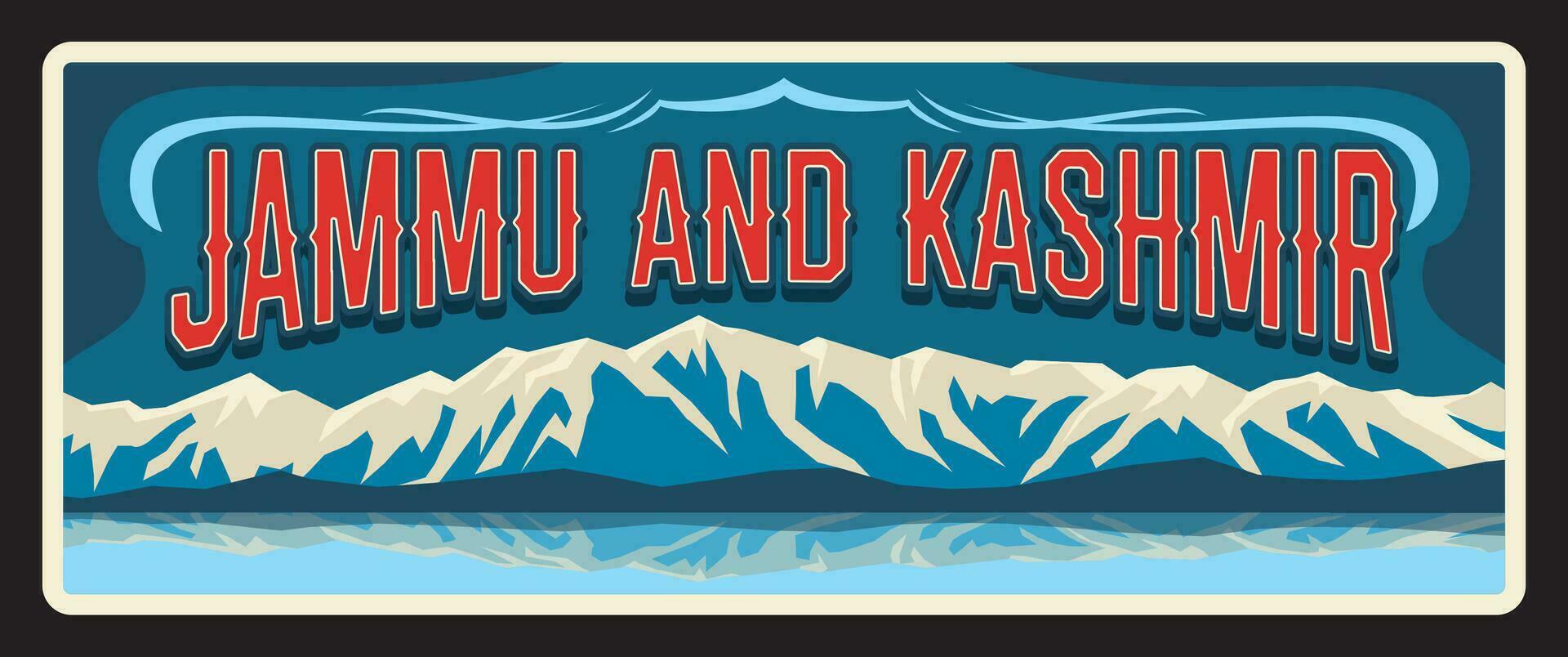 Jammu and Kashmir Indian state retro travel plate vector