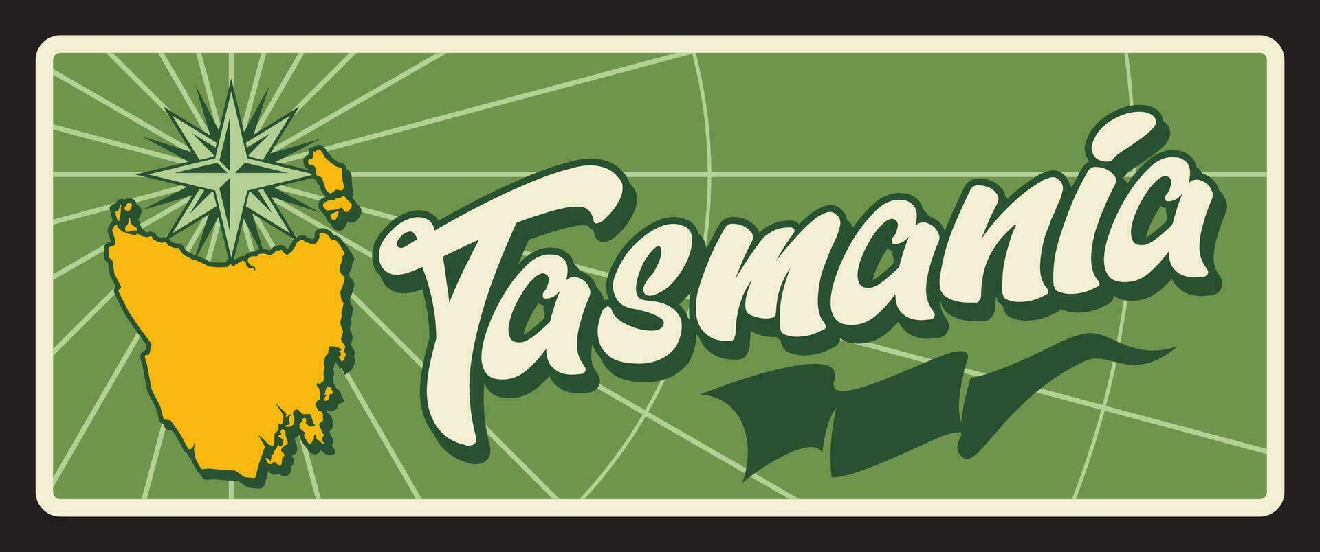 Australia Tasmania state vintage travel plate vector