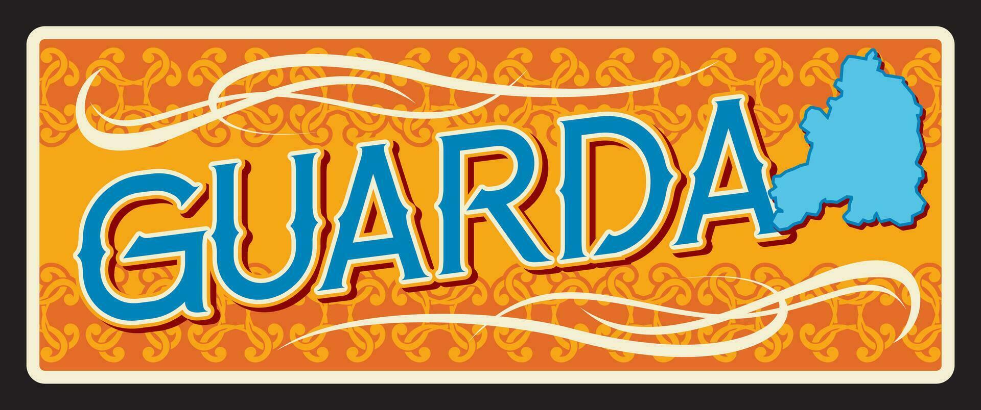 Guarda municipality in Portugal, tin sign vector