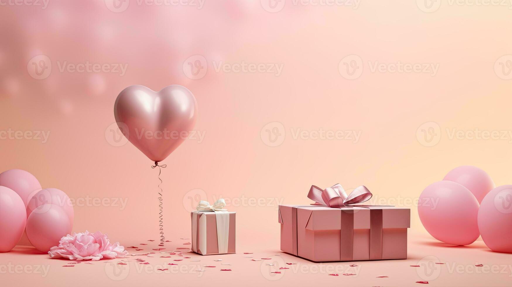 AI generated Portrait gift box with balloon AI Generative photo
