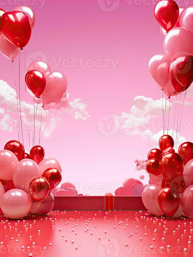 AI generated Portrait pink red on the sky background AI Generative photo