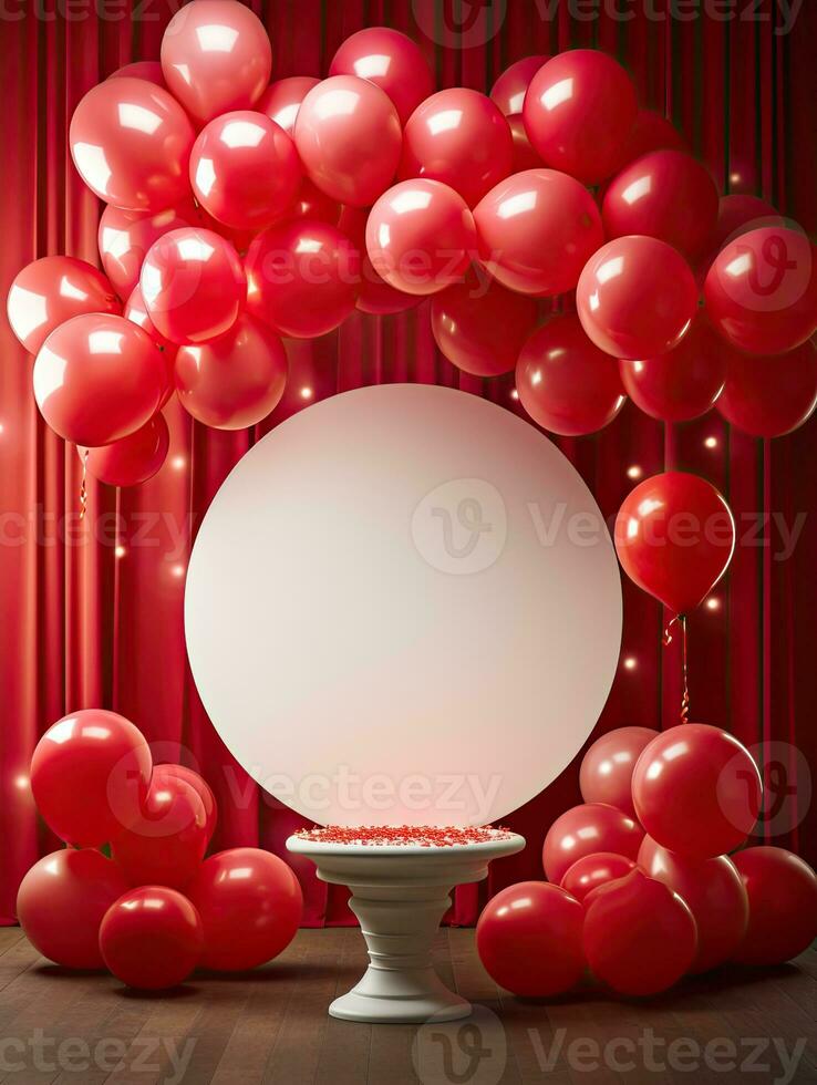 AI generated Circle rounded with pink balloon AI Generative photo