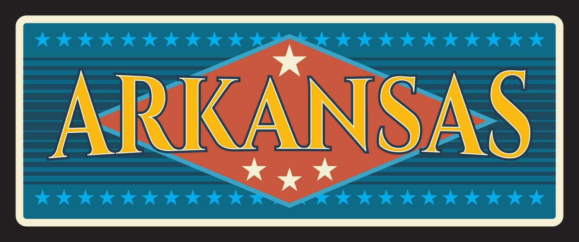 Arkansas state retro plate, US tin signboard vector