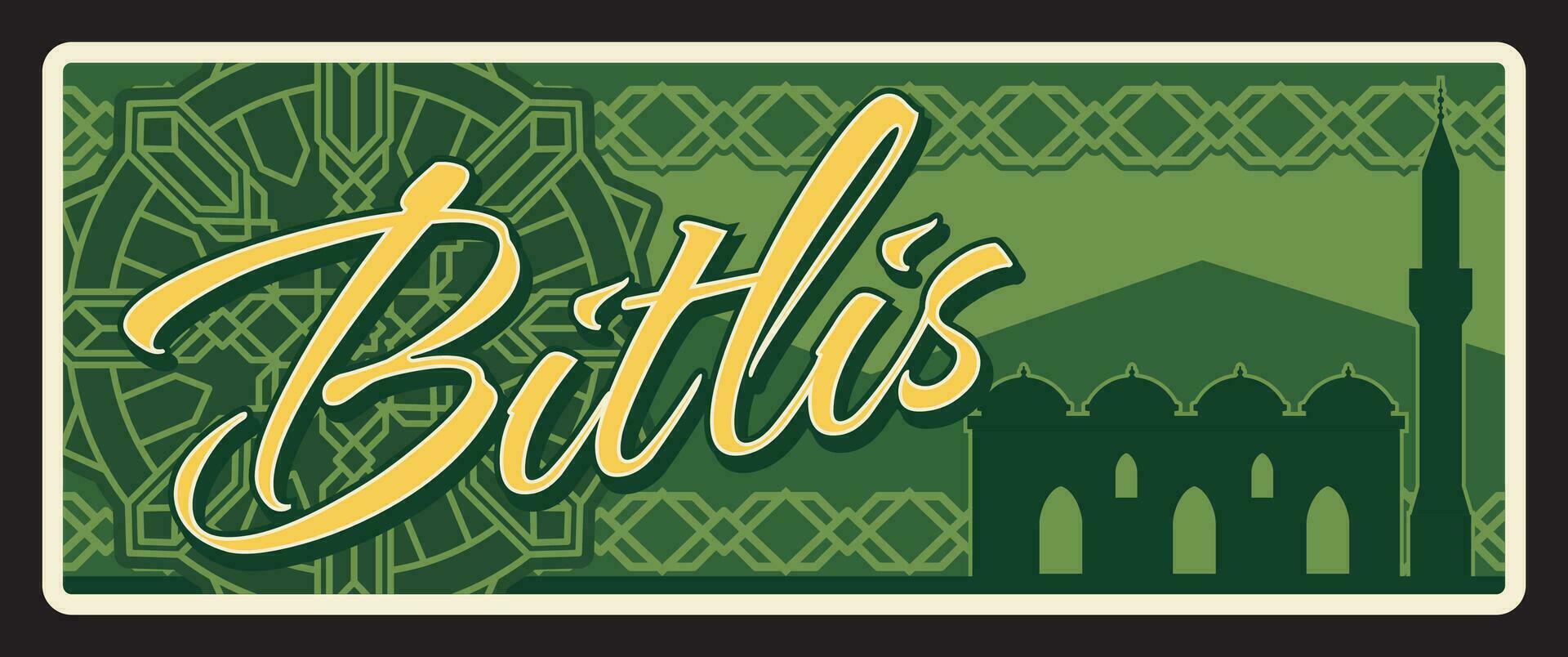 Bitlis il Turkey province retro travel plate vector