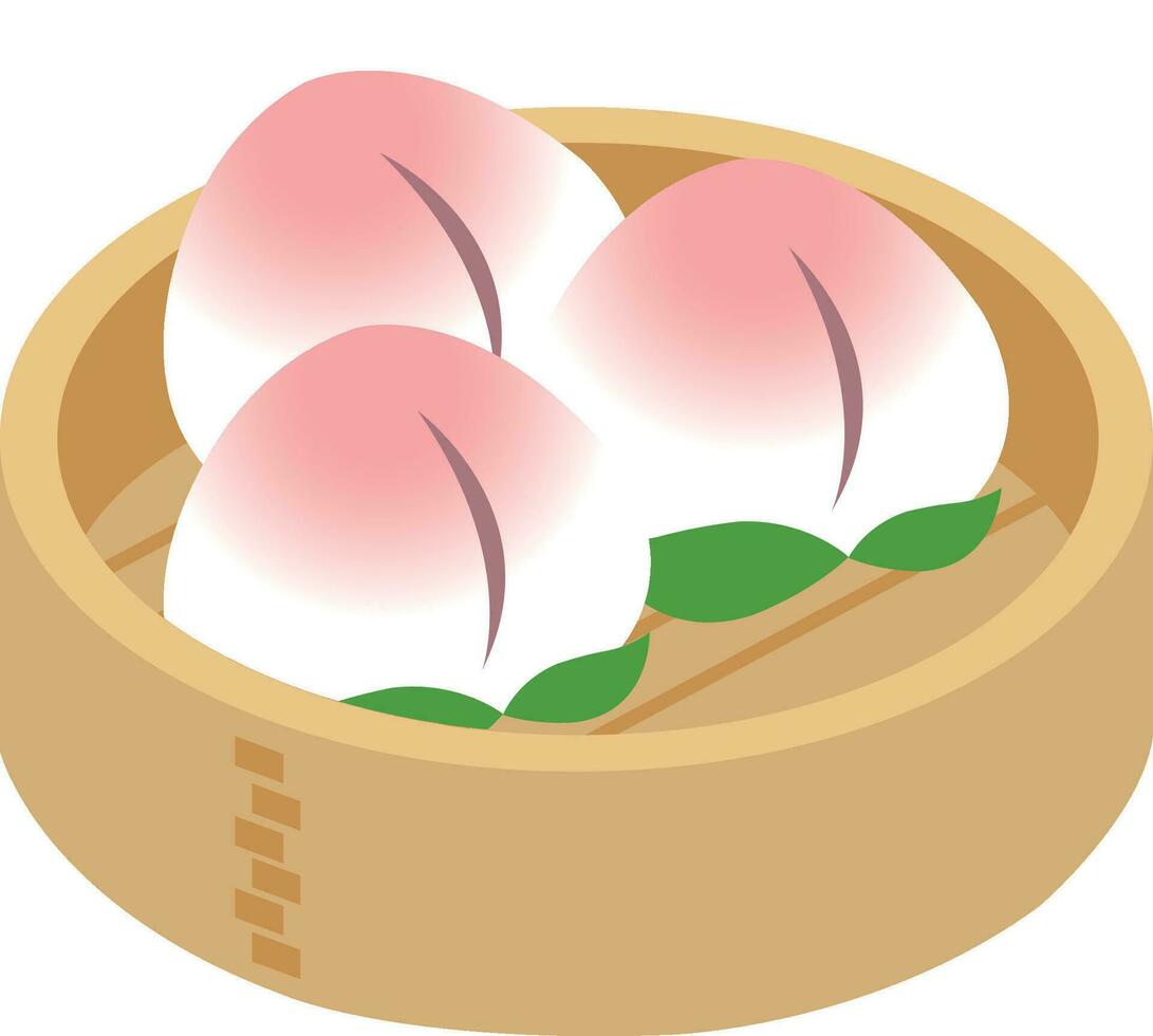 Vector peach shou tao symbol of longevity good luck traditional birthday gift