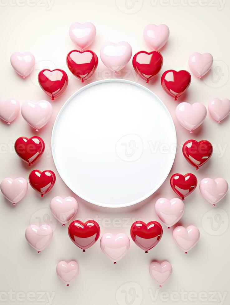 AI generated white circle rounded with heart balloon AI Generative photo