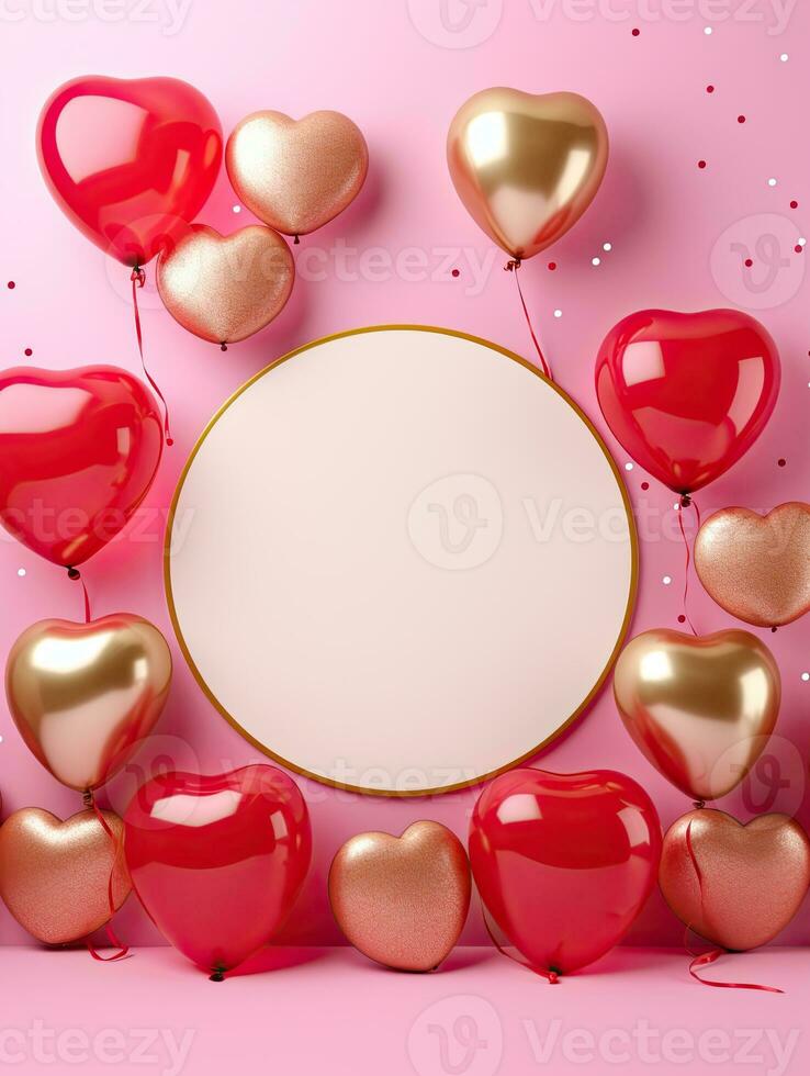AI generated Gold circle rounded with balloon AI Generative photo